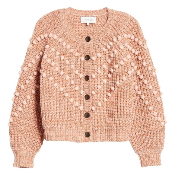 THE GREAT. Sweaters - The Great Marled Bobble Cardigan Sweater Pink Savanna Rose Size 0